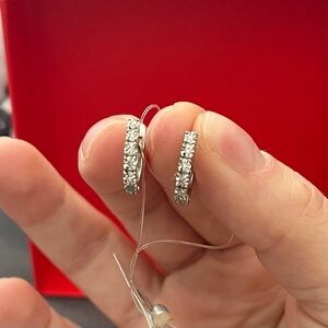 Sterling Silver Natural Diamond Earrings